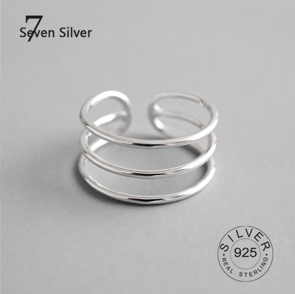 real 925 sterling silver finger rings for women 3 lines trendy fine jewelry open adjustable antique anillos cluster, Golden;silver
real 925 sterling silver finger rings for women 3 lines trendy fine jewelry open adjustable antique anillos cluster, Golden;silver