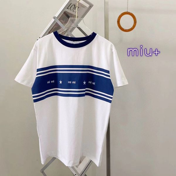 luxury design + summer fashion female navy blue star embroidered round neck casual short sleeve striped t-shirt, White
luxury design + summer fashion female navy blue star embroidered round neck casual short sleeve striped t-shirt, White