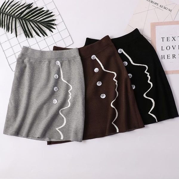 high waist knitted short skirt women elastic slim solid button a-line pencil skirts autumn korean design sweater, Black
high waist knitted short skirt women elastic slim solid button a-line pencil skirts autumn korean design sweater, Black