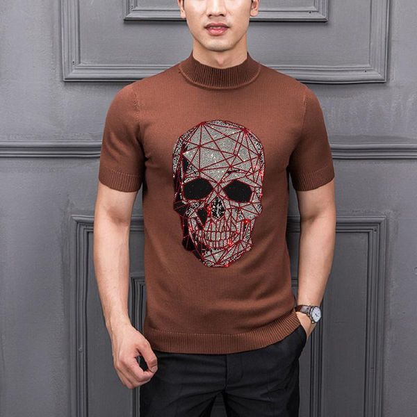 men's sweaters young slim design skull drilling pattern breathable knitted t-shirt sweater youth short sleeves, White;black
men's sweaters young slim design skull drilling pattern breathable knitted t-shirt sweater youth short sleeves, White;black