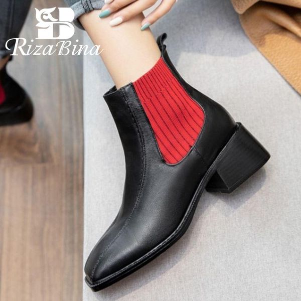 boots rizabina real leather women ankle mixed color stretch thick heel warm fashion party footwear size 33-40, Black
boots rizabina real leather women ankle mixed color stretch thick heel warm fashion party footwear size 33-40, Black