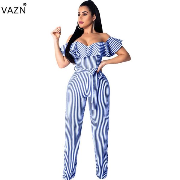 women's jumpsuits & rompers vazn autumn fashion women striped wide leg ladies slash neck short sleeve lace up long ofn6187, Black;white
women's jumpsuits & rompers vazn autumn fashion women striped wide leg ladies slash neck short sleeve lace up long ofn6187, Black;white