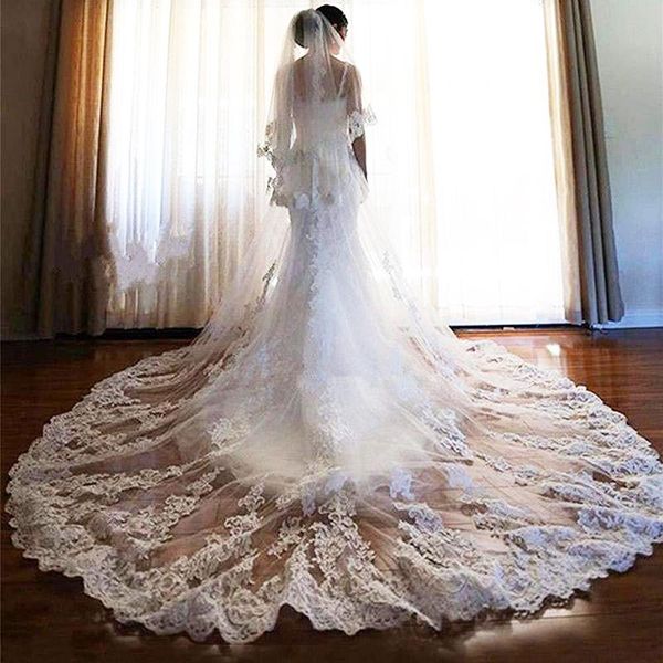bridal veils 4 meters white cathedral wedding long lace appliqued 3 ivory with metal comb bride accessories, Black
bridal veils 4 meters white cathedral wedding long lace appliqued 3 ivory with metal comb bride accessories, Black