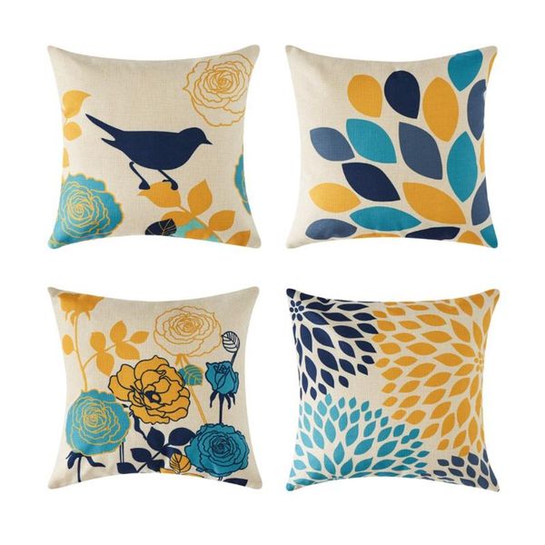 pillow case pillowcase flower bird print household cushion covers square accessories
