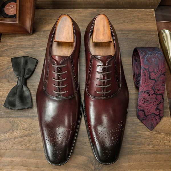 hanmce luxury men oxfords wedding dress genuine leather shoes, Black