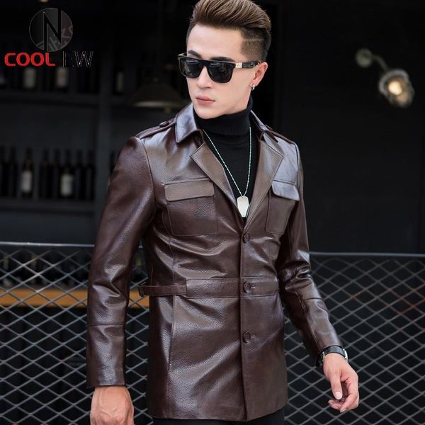 men's leather & faux winter mens cow mid long jacket slim fit business man single breasted genuine suit wind coat 4xl, Black
men's leather & faux winter mens cow mid long jacket slim fit business man single breasted genuine suit wind coat 4xl, Black