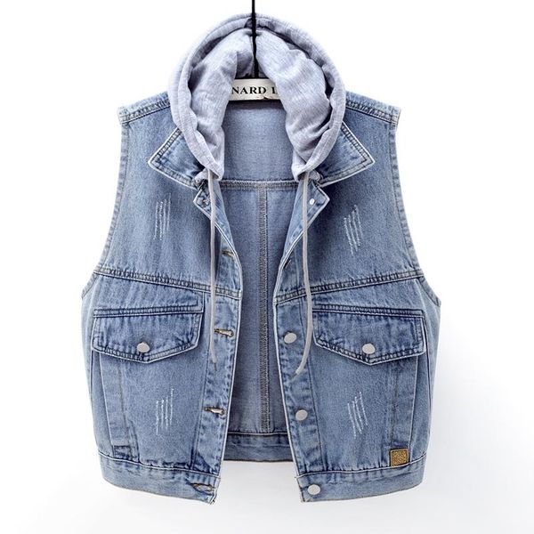 women's vests spring hole denim vest women removable hooded sleeveless jacket autumn jeans waistcoat short coat slim student ladies g1, Black;white
women's vests spring hole denim vest women removable hooded sleeveless jacket autumn jeans waistcoat short coat slim student ladies g1, Black;white