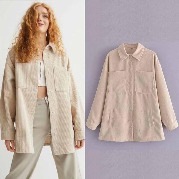 women's jackets women corduroy shirt warm coats long sleeve turn-down collar loose chaqueta casual 2021 autumn female basic outwear, Black;brown
women's jackets women corduroy shirt warm coats long sleeve turn-down collar loose chaqueta casual 2021 autumn female basic outwear, Black;brown