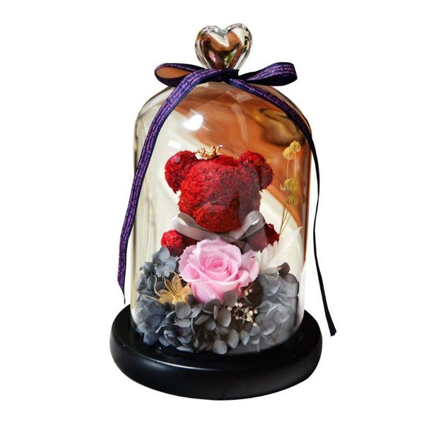 party favor glass cover mini flower bear rose with light diy dried preserved romantic valentine's day gift
party favor glass cover mini flower bear rose with light diy dried preserved romantic valentine's day gift