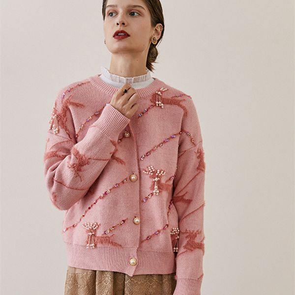 sweaters women knit jacket fashion cute round neck fawn beaded loose pink sewater knitted cardigan chrias jumper, White;black
sweaters women knit jacket fashion cute round neck fawn beaded loose pink sewater knitted cardigan chrias jumper, White;black