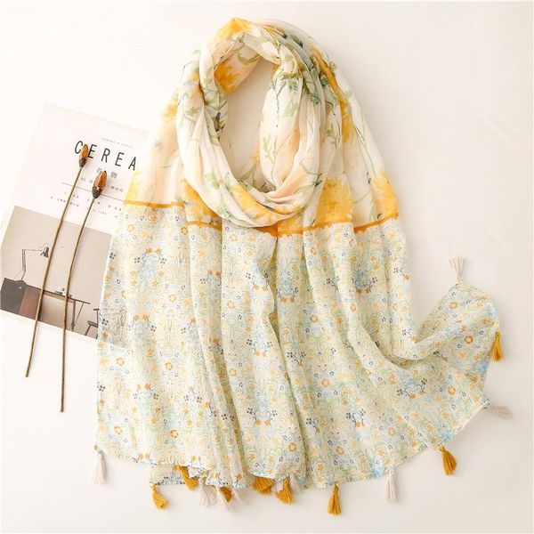 scarves style soft bali yarn cotton and linen scarf small fresh yellow flower tassels travel sunscreen shawl silk women, Blue;gray
scarves style soft bali yarn cotton and linen scarf small fresh yellow flower tassels travel sunscreen shawl silk women, Blue;gray
