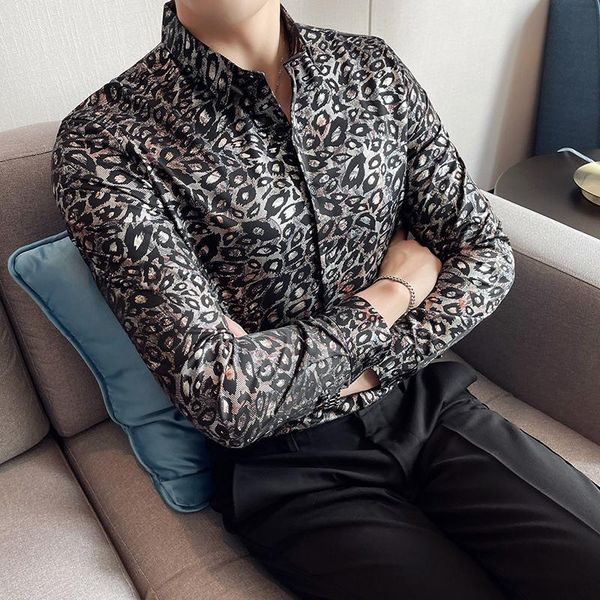 men's casual shirts british fashion leopard print long sleeve shirt men clothing simple club/prom/streetwear tuxedo slim fit chemise ho, White;black
men's casual shirts british fashion leopard print long sleeve shirt men clothing simple club/prom/streetwear tuxedo slim fit chemise ho, White;black