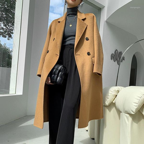 women's wool & blends in autumn and winter, fashionable cashmere coat has long water ripple, Black
women's wool & blends in autumn and winter, fashionable cashmere coat has long water ripple, Black