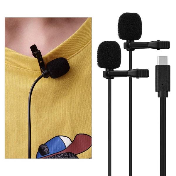 clip-on omnidirectional mic dual head lavalier lapel microphone 2.5m cable with foam windscreen for interview video recording microphones
clip-on omnidirectional mic dual head lavalier lapel microphone 2.5m cable with foam windscreen for interview video recording microphones