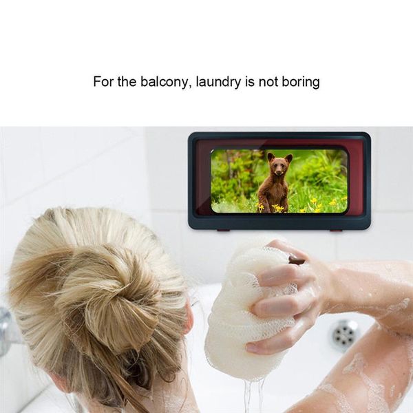 cell phone mounts & holders waterproof holder bathroom wall mounted punch mobile stand box touch screen sealing storage shell organizer