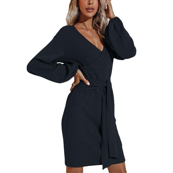 casual dresses 2021 women solid color knitted dress,lady fashion deep v-neck balloon sleeves tie-up for autumn winter, Black;gray
casual dresses 2021 women solid color knitted dress,lady fashion deep v-neck balloon sleeves tie-up for autumn winter, Black;gray