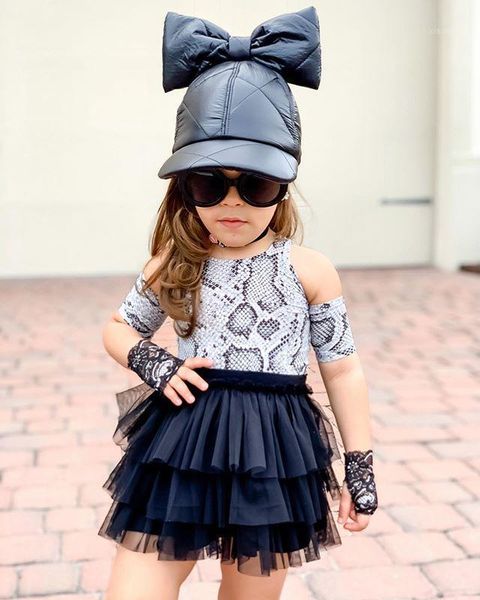 2pcs leisure style little girls outfit, summer snakeskin printing off shoulder round collar + solid color mesh skirt set clothing sets, White
2pcs leisure style little girls outfit, summer snakeskin printing off shoulder round collar + solid color mesh skirt set clothing sets, White