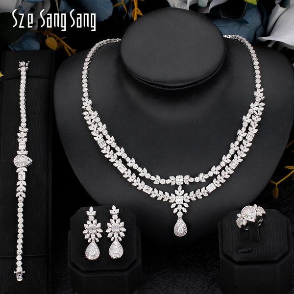 earrings & necklace women fashion jewelry set for wedding engagement cubic zirconia super quality anniversary gift bridal ring, Silver
earrings & necklace women fashion jewelry set for wedding engagement cubic zirconia super quality anniversary gift bridal ring, Silver