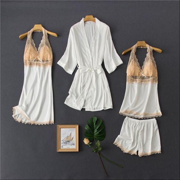 silk pajamas contrast color pyjamas women sleepwear lace trimmed cami and shorts pcs robe pijama set homewear, Black;red
silk pajamas contrast color pyjamas women sleepwear lace trimmed cami and shorts pcs robe pijama set homewear, Black;red