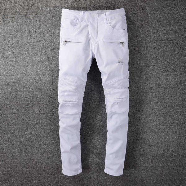men's jeans ly designer fashion white slim fit elastic spliced punk ripped for streetwear hip hop denim biker pants 8xfq, Blue
men's jeans ly designer fashion white slim fit elastic spliced punk ripped for streetwear hip hop denim biker pants 8xfq, Blue