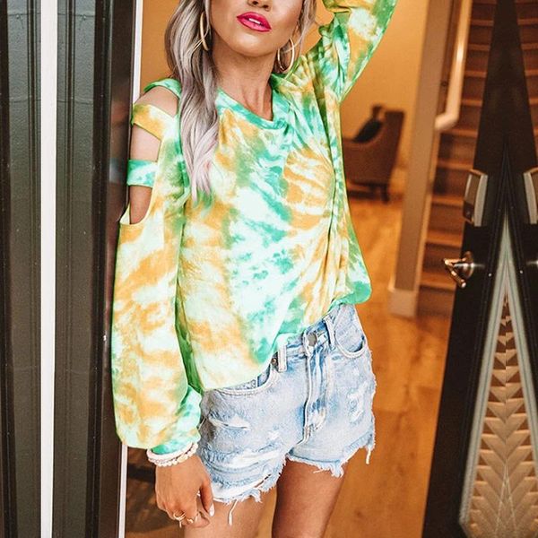 women's t-shirt women fashion tie-dye print t shirt casual loose long sleeve autumn spring for ladies, White
women's t-shirt women fashion tie-dye print t shirt casual loose long sleeve autumn spring for ladies, White