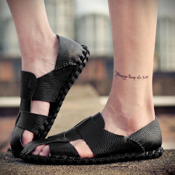 sandals youth trend casual sandal shoes men full grain leather male summer breathable high quality, Black
sandals youth trend casual sandal shoes men full grain leather male summer breathable high quality, Black