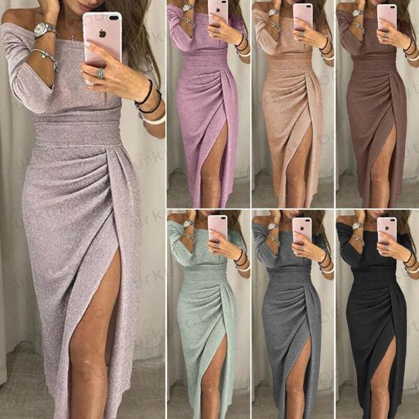 fashion women's off shoulder long sleeve slash neck bodycon evening party dress casual dresses, Black;gray
fashion women's off shoulder long sleeve slash neck bodycon evening party dress casual dresses, Black;gray