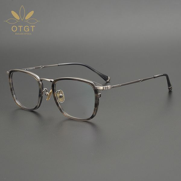 design handmade plate medium square glasses frame men's and women's myopia pure titanium, White;black
design handmade plate medium square glasses frame men's and women's myopia pure titanium, White;black