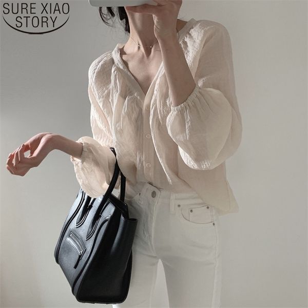 spring korean chic shirt vintage long sleeve button up puff for women v-neck clothing loose 13509 210506, White
spring korean chic shirt vintage long sleeve button up puff for women v-neck clothing loose 13509 210506, White