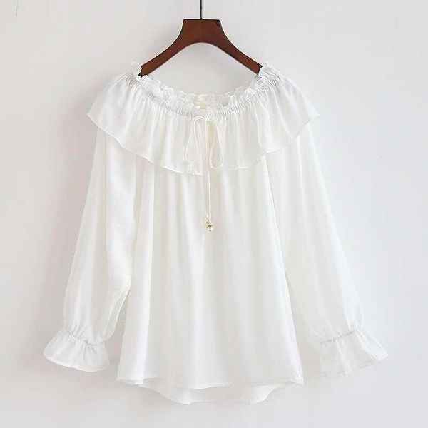 women's blouses & shirts korean version of the solid color blouse 2021 spring and autumn style ruffled shoulder long sleeves loose, White
women's blouses & shirts korean version of the solid color blouse 2021 spring and autumn style ruffled shoulder long sleeves loose, White