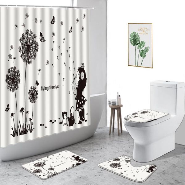 shower curtains creative hand painted dandelion curtain black flowers home decoration set non-slip carpet toilet cover bath rug
shower curtains creative hand painted dandelion curtain black flowers home decoration set non-slip carpet toilet cover bath rug