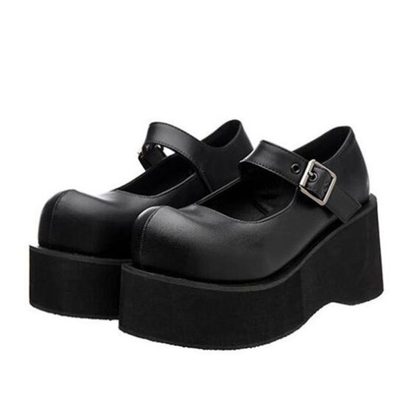 dress shoes female lolita 100% genuine leather mary janes gothic punk style platform wedges high heels women's pumps, Black
dress shoes female lolita 100% genuine leather mary janes gothic punk style platform wedges high heels women's pumps, Black
