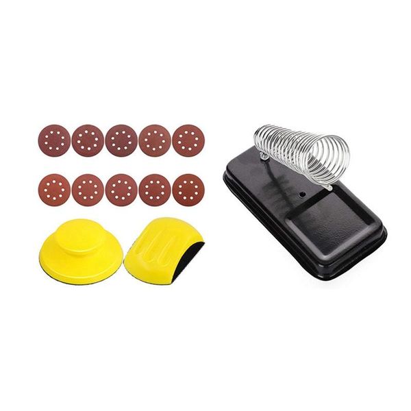 storage bags 62pcs 5inch sandpaper with round and mouse-shaped hand sanding blocks & 1 pcs metal square electric soldering iron stand
storage bags 62pcs 5inch sandpaper with round and mouse-shaped hand sanding blocks & 1 pcs metal square electric soldering iron stand