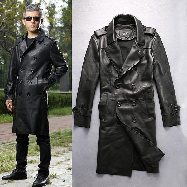 men's leather & faux fashion long sheepskin coat wide waisted autumn trench men double breasted business style winter 2021, Black
men's leather & faux fashion long sheepskin coat wide waisted autumn trench men double breasted business style winter 2021, Black