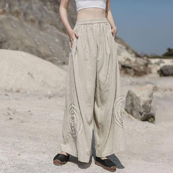 women's pants & capris johnature women vintage linen wide leg elastic waist 2021 spring pockets trouser loose chinese style casual, Black;white
women's pants & capris johnature women vintage linen wide leg elastic waist 2021 spring pockets trouser loose chinese style casual, Black;white