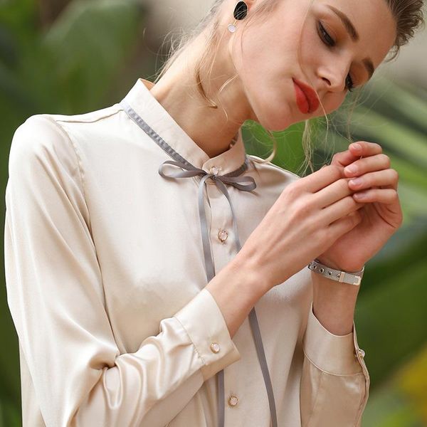 spring silk shirt women's bow summer sunscreen ol temperament fashion jackets, Black;brown
spring silk shirt women's bow summer sunscreen ol temperament fashion jackets, Black;brown