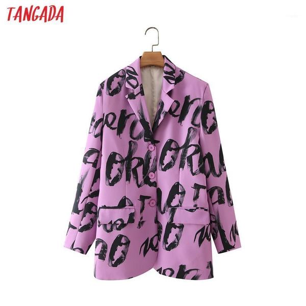 women's suits & blazers tangada women lettere print blazer coat vintage notched collar pocket 2021 fashion female casual chic da224, White;black
women's suits & blazers tangada women lettere print blazer coat vintage notched collar pocket 2021 fashion female casual chic da224, White;black