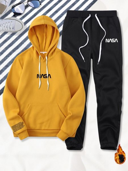 men slogan graphic kangaroo pocket drawstring thermal hoodie & sweatpants x4bi#, Gray
men slogan graphic kangaroo pocket drawstring thermal hoodie & sweatpants x4bi#, Gray