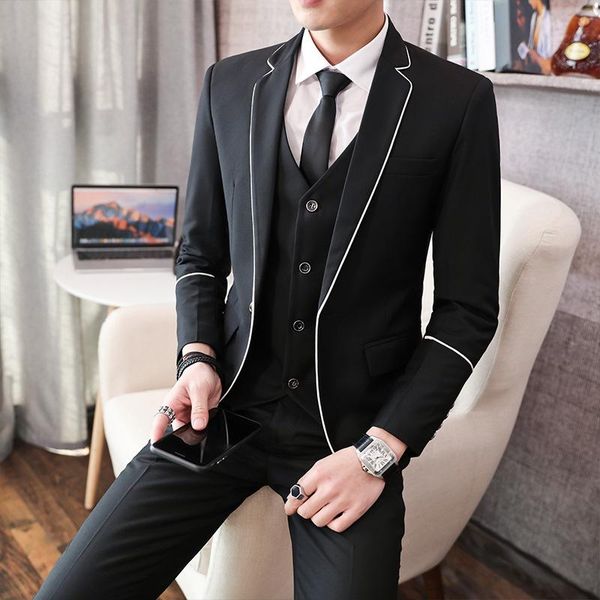 men's suits & blazers 3 pieces groom slim fit suit tuxedo terno groomsmen ( jacket +vest +pants), White;black
men's suits & blazers 3 pieces groom slim fit suit tuxedo terno groomsmen ( jacket +vest +pants), White;black