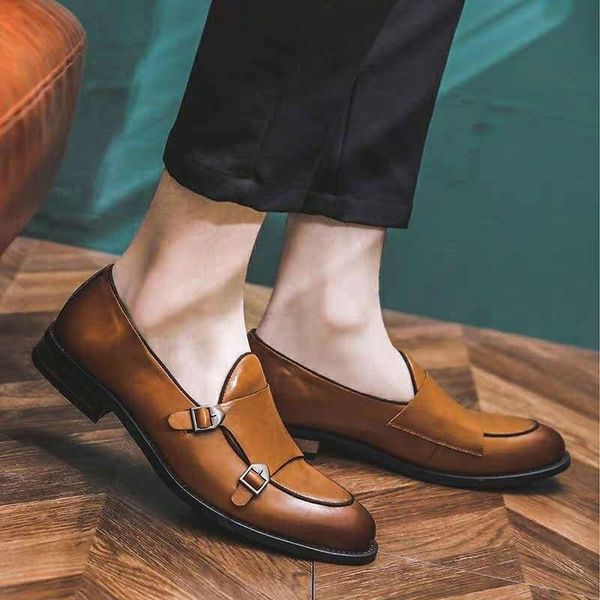 retro art men's shoes fashion pointed toe formal monk strap slip-on casual business size 38-48 dress, Black
retro art men's shoes fashion pointed toe formal monk strap slip-on casual business size 38-48 dress, Black