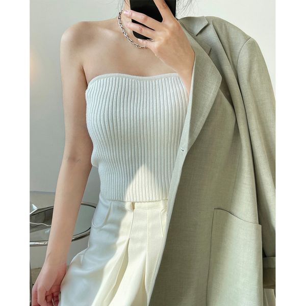 women's tanks & camis spring woman knitted tank strapless off shoulder bra slim wrap vest sleevelss short women outerwea, White
women's tanks & camis spring woman knitted tank strapless off shoulder bra slim wrap vest sleevelss short women outerwea, White