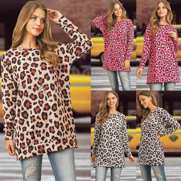 women's polos long sleeve and t-shirt fall/winter 2021 casual slim sweater round neck leopard print bottom, White
women's polos long sleeve and t-shirt fall/winter 2021 casual slim sweater round neck leopard print bottom, White