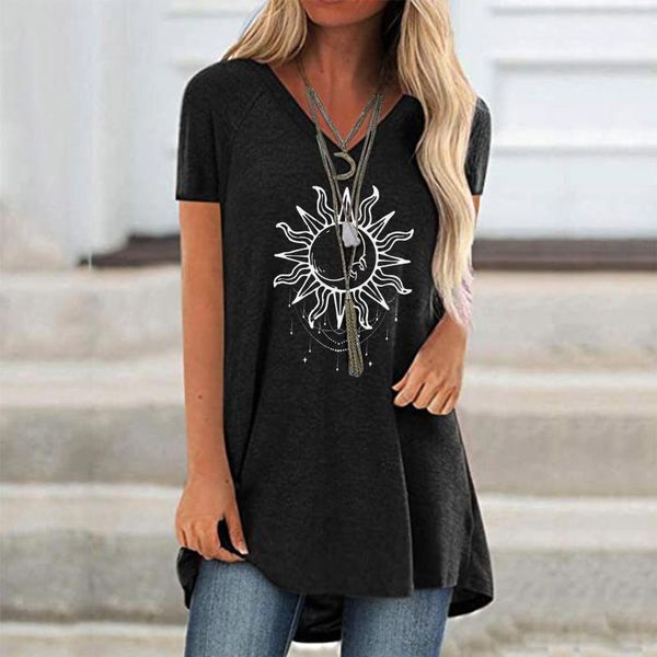 loose sun moon star printing t-shirts women casual plus size v-neck short sleeve long t-shirt streetwear shirt @40 women's, White
loose sun moon star printing t-shirts women casual plus size v-neck short sleeve long t-shirt streetwear shirt @40 women's, White