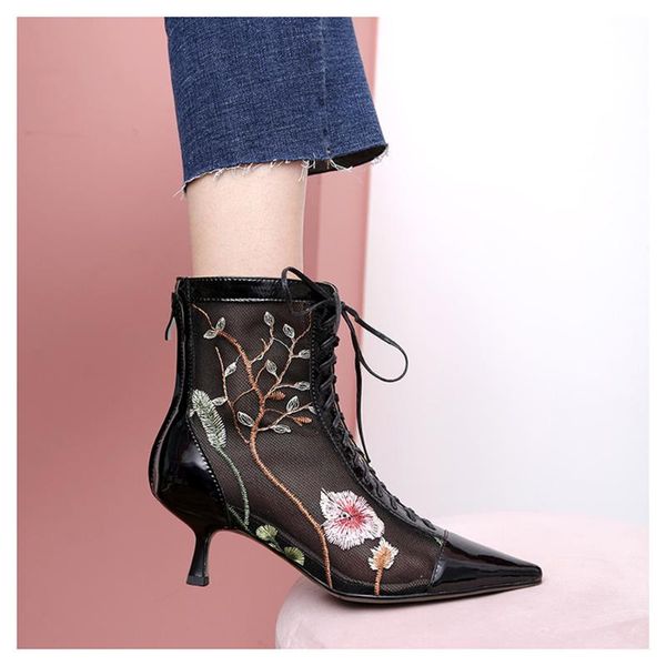 boots womens ankle mesh embroidery floral stilettos high heel shoes lace up real leather pointed toe breathable bl, Black
boots womens ankle mesh embroidery floral stilettos high heel shoes lace up real leather pointed toe breathable bl, Black