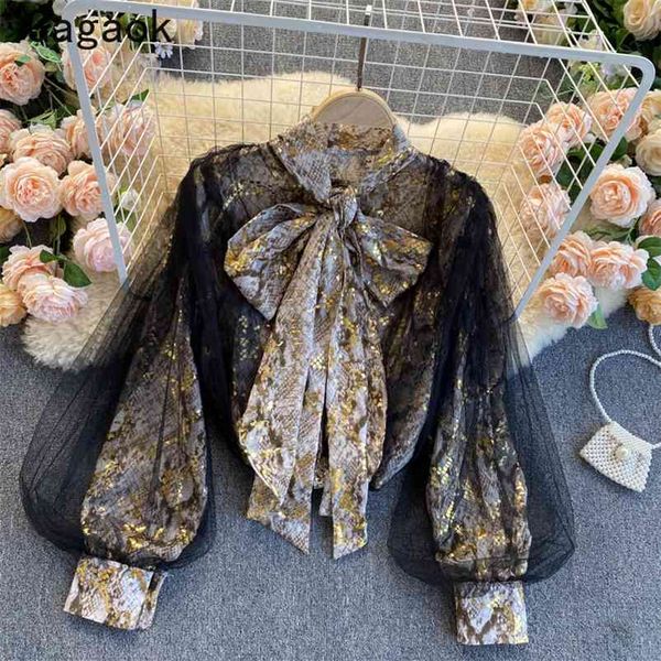 women blouses spring autumn vintage serpentine mesh lantern sleeve wild shirts loose fashion elegant blouse 210531, White
women blouses spring autumn vintage serpentine mesh lantern sleeve wild shirts loose fashion elegant blouse 210531, White