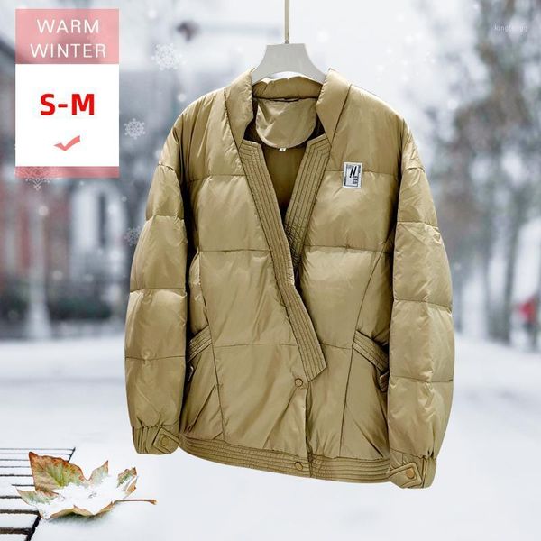women's down & parkas women fashion short white duck jacket v-neck female light loose soft warm coat covered button big size good quanl, Black
women's down & parkas women fashion short white duck jacket v-neck female light loose soft warm coat covered button big size good quanl, Black