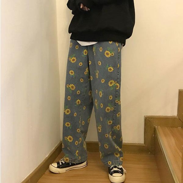 men's jeans male hip hop graphic printed autumn fashion daisy pattern casual pants oversize korean streetwear loose men trousers, Blue
men's jeans male hip hop graphic printed autumn fashion daisy pattern casual pants oversize korean streetwear loose men trousers, Blue