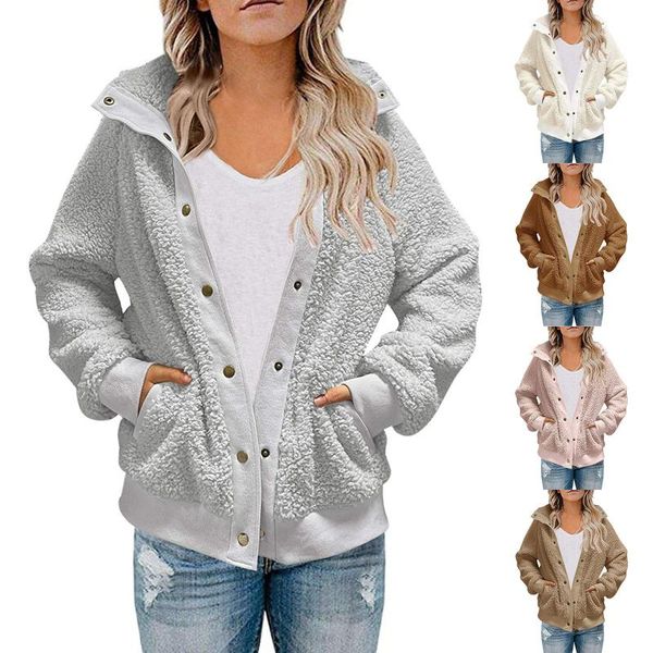 women's jackets long sleeve button coats plus size autumn winter 2021 coat fashion solid color ladies clothes casual jacket outwear, Black;brown 
women's jackets long sleeve button coats plus size autumn winter 2021 coat fashion solid color ladies clothes casual jacket outwear, Black;brown