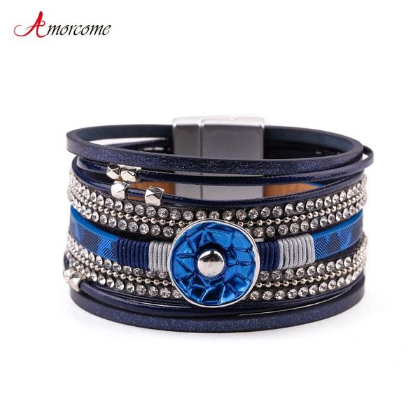 amorcome fashion rhinestone pasted multilayer leather bracelets for women 2021 female jewelry blue round charm wrap, Golden;silver
amorcome fashion rhinestone pasted multilayer leather bracelets for women 2021 female jewelry blue round charm wrap, Golden;silver