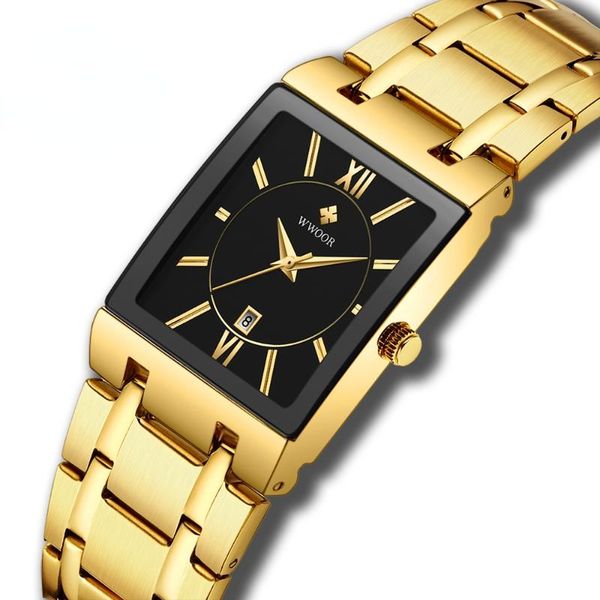 wristwatches wwoor mens square quartz wrist watches luxury gold black watch stainless steel waterproof automatic date clock relogio masculin, Slivery;brown
wristwatches wwoor mens square quartz wrist watches luxury gold black watch stainless steel waterproof automatic date clock relogio masculin, Slivery;brown